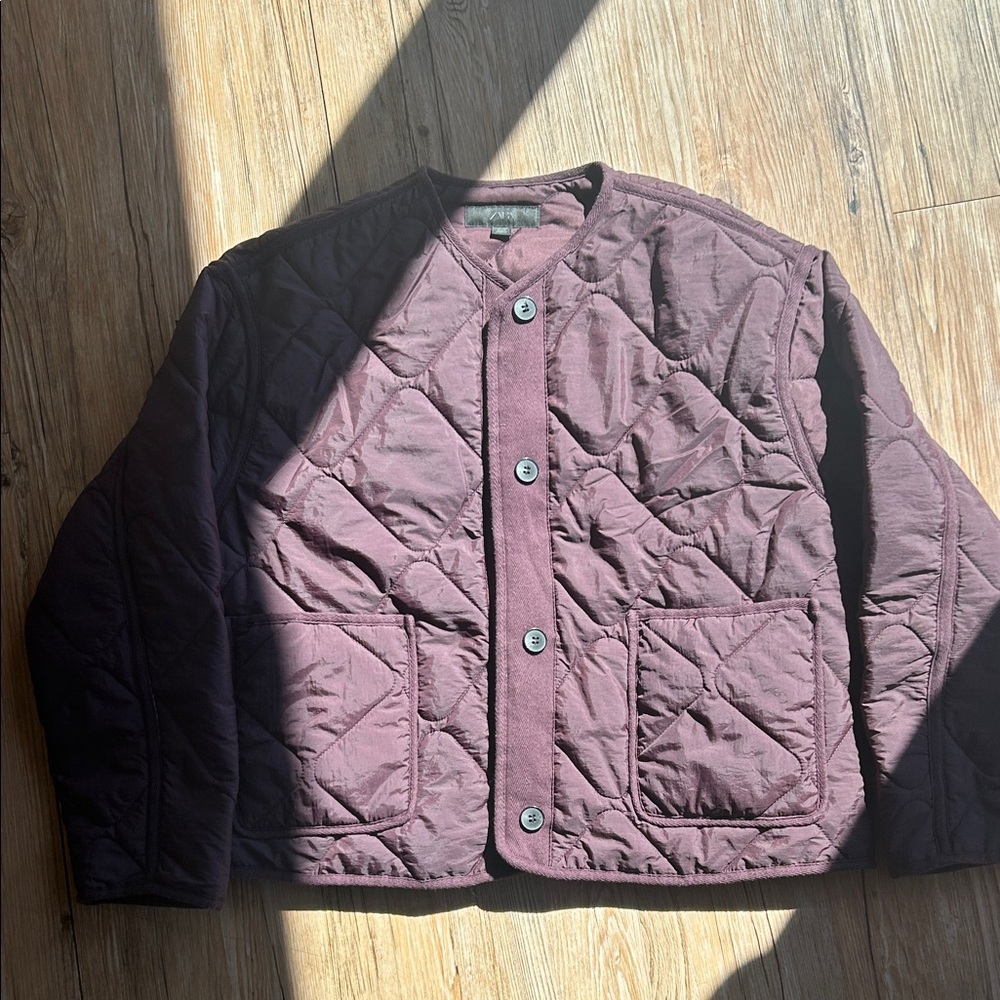 Zara Purple Quilted Puffer Jacket